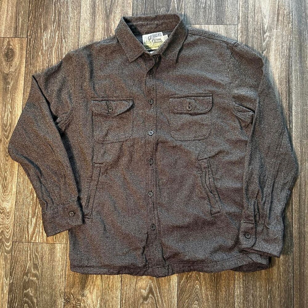 Grayers Brown 100% Cotton Utility Button-Up Shirt  outdoor gorpcore